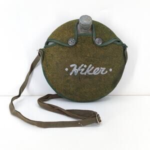 Boyco Military Metal Wool Cloth Canteen Green Cover Strap Water Vintage VTG FLAW